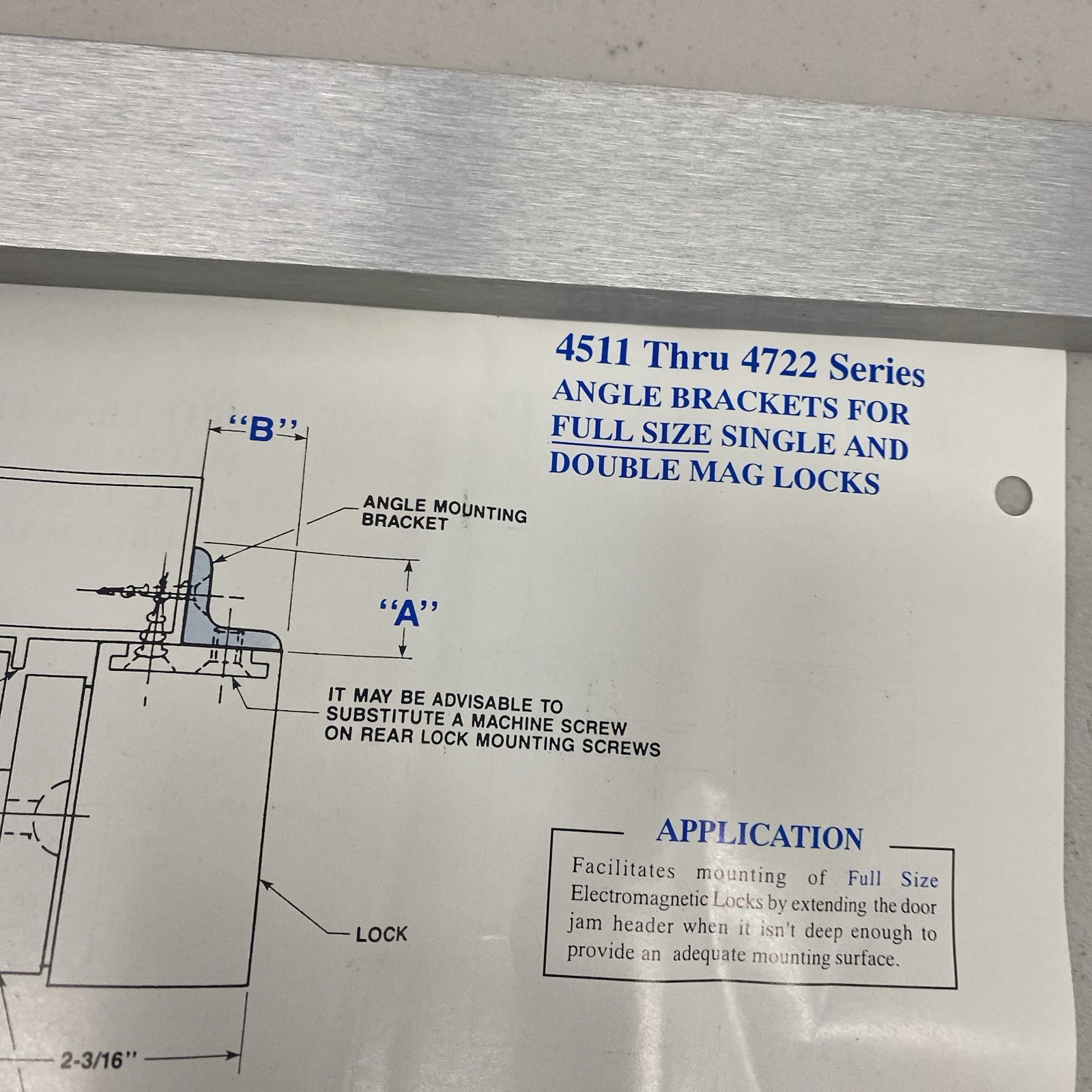 DynaLock 22" Filler Plate #4422 For Full Size Single & Double Mag Lock Brand NEW