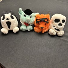 Vintage Halloween Swibco Puffkin Dracula Skully Screech Trick Orange Plush