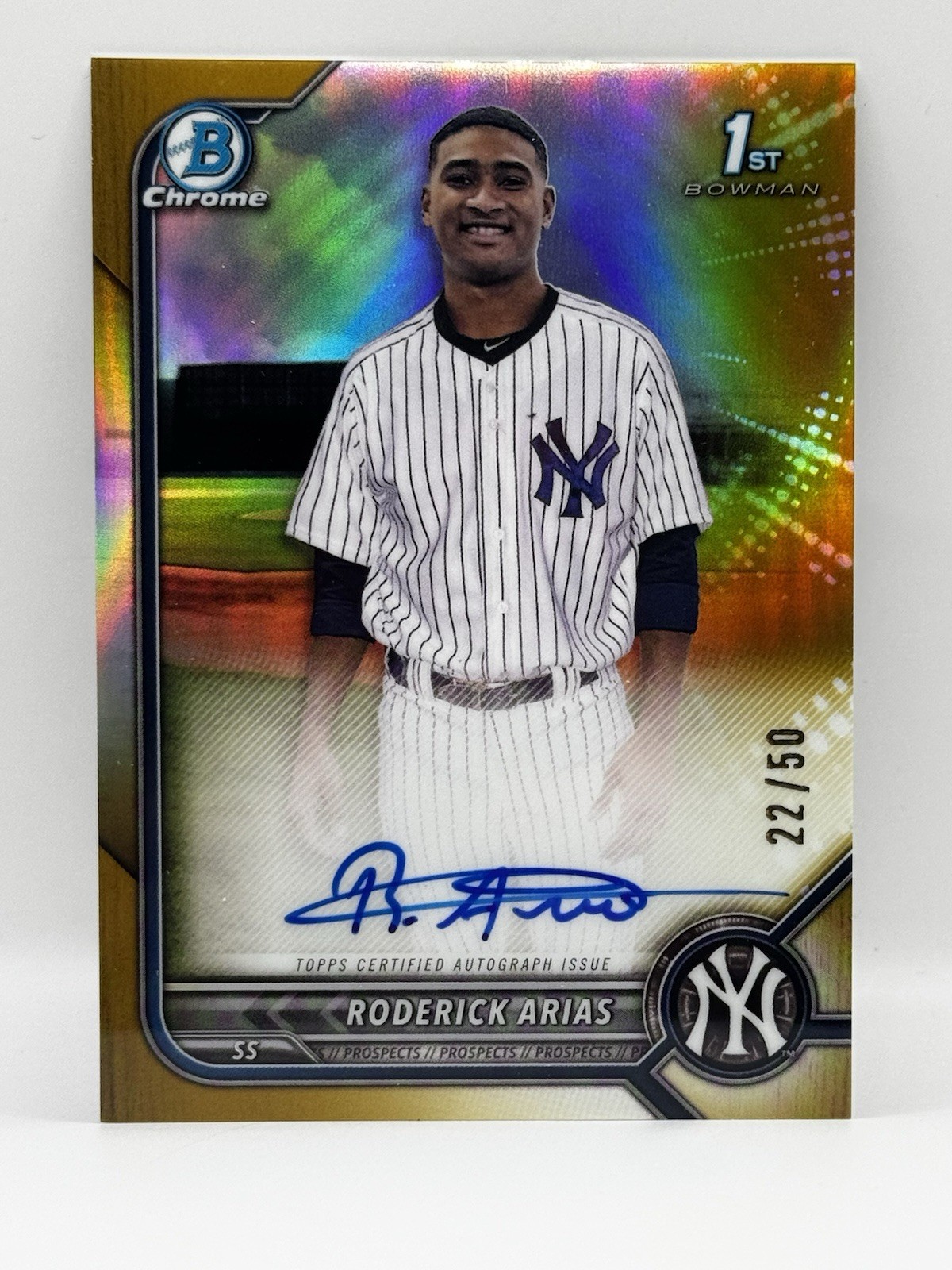 2022 Bowman Chrome - Prospect Autographs Roderick Arias #CPA-RA Gold /50 1st