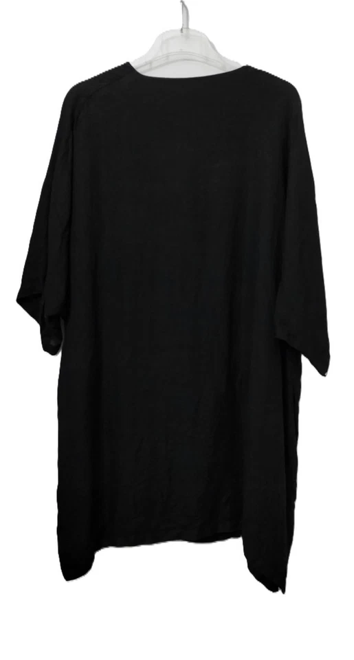 HOPSACK Leinen Überwurf Bluse Jäckchen Taschen 1/2 Arm Schwarz 50/52 - Bild 3 von 4