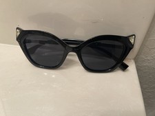 Black Designer Inspired Cat Eye Sunglasses With Crystals