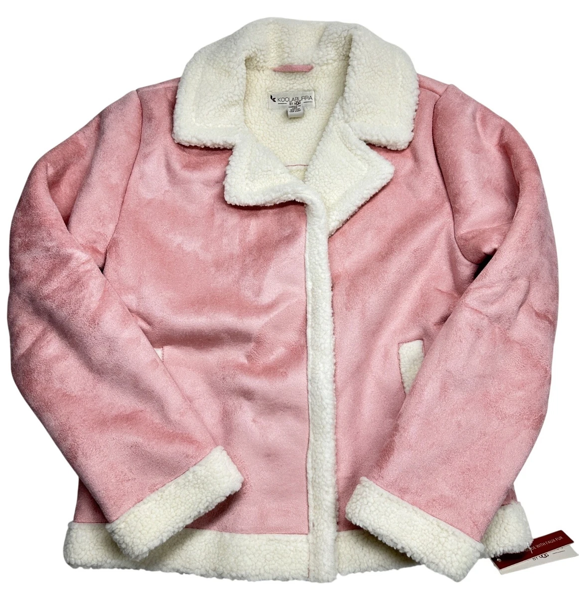 Koolaburra By UGG Jacket Girls Large Pink Faux Suede Sherpa Lined Winter Coat