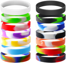 Waterproof ID Rubber Bracelets 14 Count - Silicone Rubber Wristbands for Events
