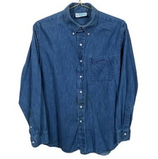 VTG CAMEL Denim Button Down Shirt Sz L Made In USA