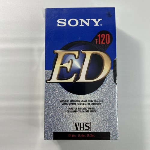 Sony Blank VHS T-120 EDC Video Cassettes 2PK Six Hours Sealed New In Wrap VHS