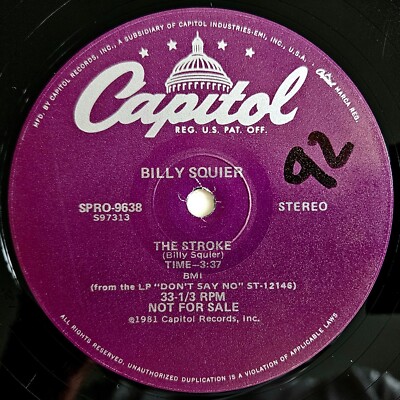 ROCK - BILLY SQUIER - THE STROKE / THE BIG BEAT - CAPITOL RECORDS PROMO ONLY