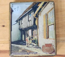 OLD EDWARD SHARP & SONS TOFFEE HINGED LID TIN SHARING NEWARK ENGLAND 5.5"X 6.75"