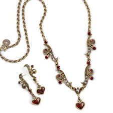 Garnet Hearts Necklace  Earrings N947