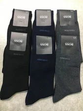 6 Pairs HUGO BOSS MEN SOCKS BLACK/NAVY/GREY US Size 7-9