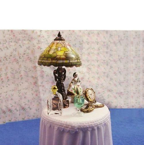 Night Table Filled 1.703/0 Bedside Reutter Porcelain Lamp DOLLHOUSE Miniature - Image 2 of 4