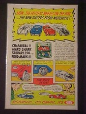 OLD IDEAL TOYS MOTORIFIC RACING SLOT CARS RACE SET TOY AD VINTAGE ORIGINAL 1968