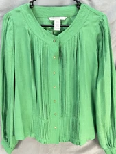 Diane Von Furstenberg Aniya Top Size 2 Sm Silk Emerald Green Office Professional