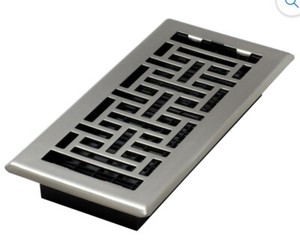 Floor Register Grate 4" x 10" Steel Plated Brushed Nickel