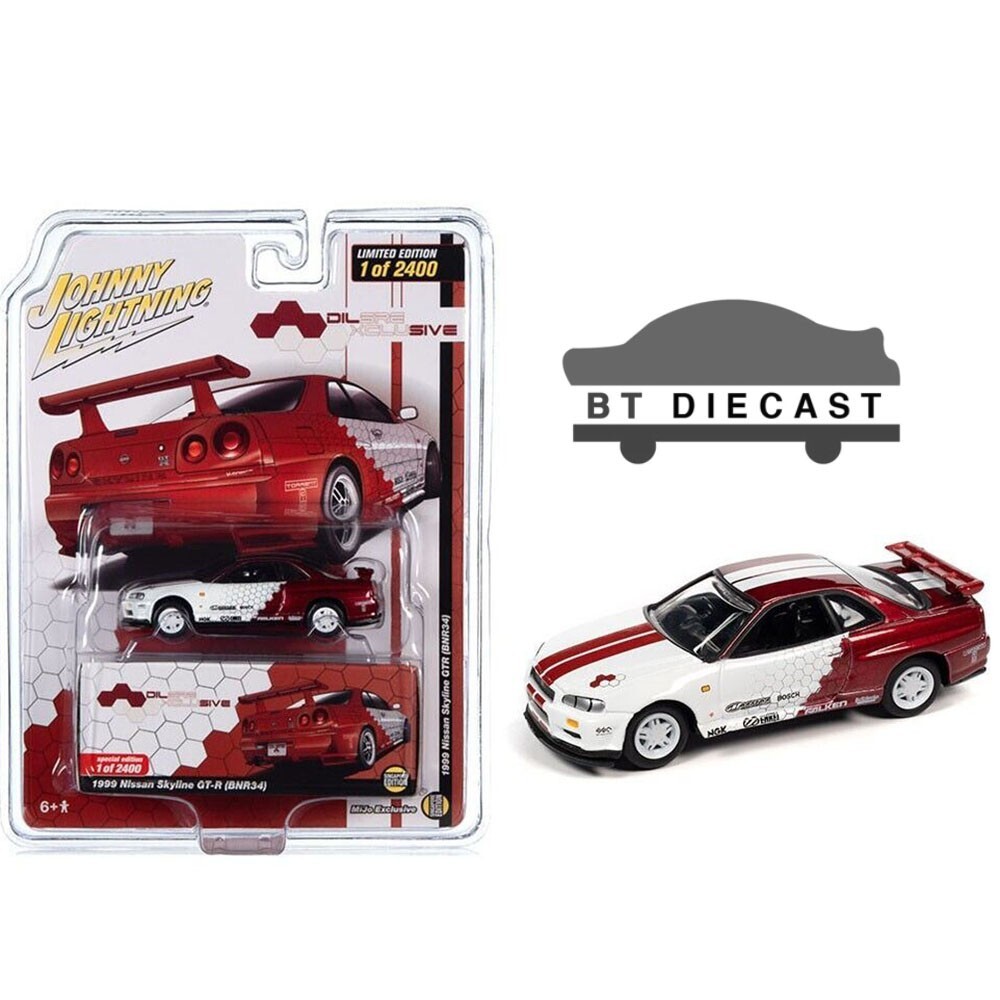 ミニカー Nissan Skyline GT-R BNR34 1999 JOHNNY LIGHTNING 1999 NISSAN SKYLINE GT-R BNR34 R34 1/64 RED