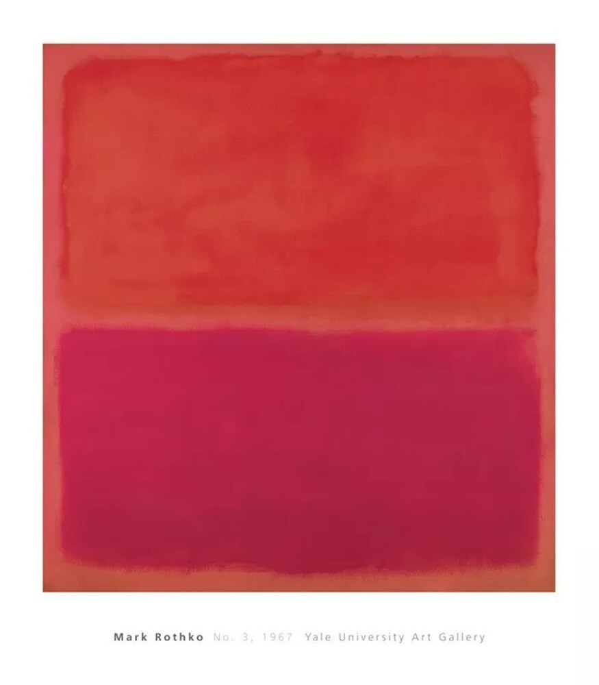 No.3, 1967 by Mark Rothko Red and Orange Abstract Art Print 8x8.5