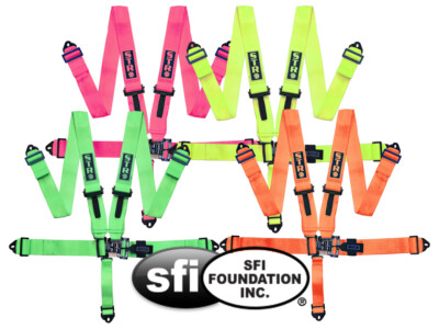 5 Point Nascar Race Harness SFI 16.1 Latch Link Seat Belt Fluorescent Bright