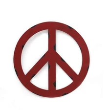 Metal Treasured Red Peace Sign Wall Hanging Ornament Home Door Decorative Sign 