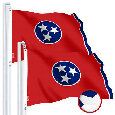 G128 2 Pack: Tennessee TN State Flag 1x1.5 Ft  Spun Polyester Embroidered Design