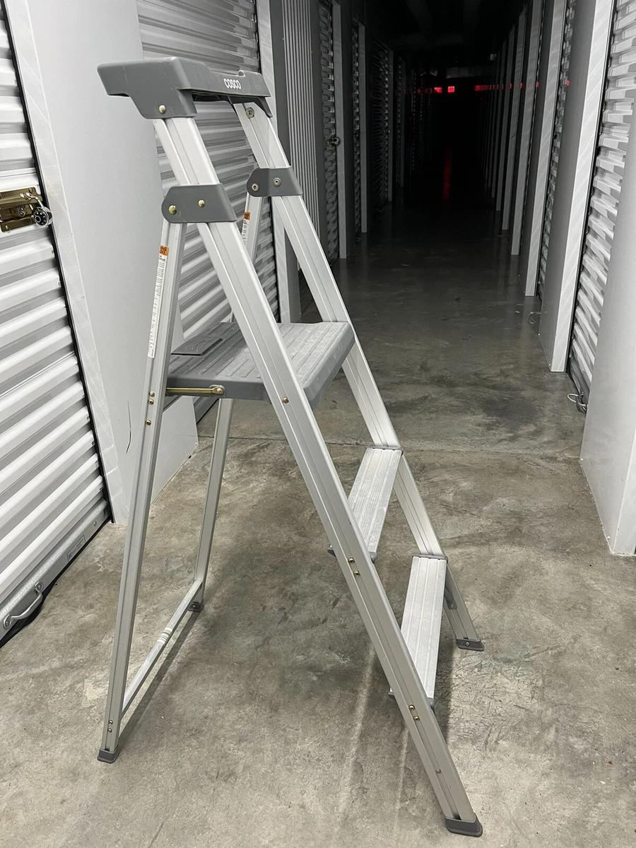 Cosco Lite Solutions 3 Step Folding Step Ladder Aluminum Grey
