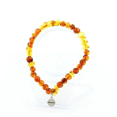 Bracelet Perles Ambre véritable de la mer Baltique. Taille Fabriqué en France. - Photo 1/4