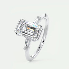 950 Platinum Engagement Ring Lab Grown Emerald 2.2 Carat IGI Certified Diamond