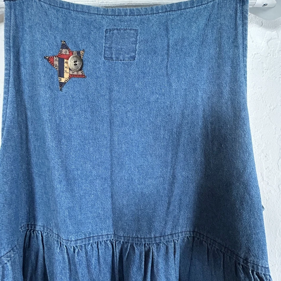 Vestido tipo jersey vintage Sunbelt Denim grande azul arte popular apliques arte para usar Foto 3 de 4