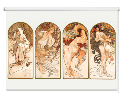 Alphonse Mucha Die Jahreszeiten Druckbild Foto Fenster Rollo Fine Art