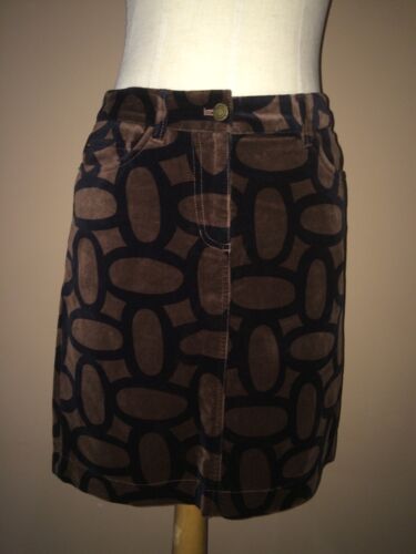 Boden Brown Black Geometric Cotton Velour Skirt Sz.4r-USA,8r-uk  - Afbeelding 1 van 11