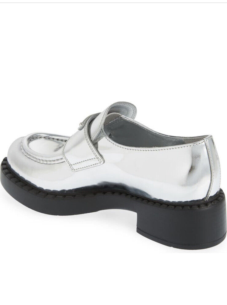 Prada Metallic Loafer Silver NIB $1390 Sz 37 | eBay Prada Metallic Loafer Silver NIB $1390 Sz 37 | eBay