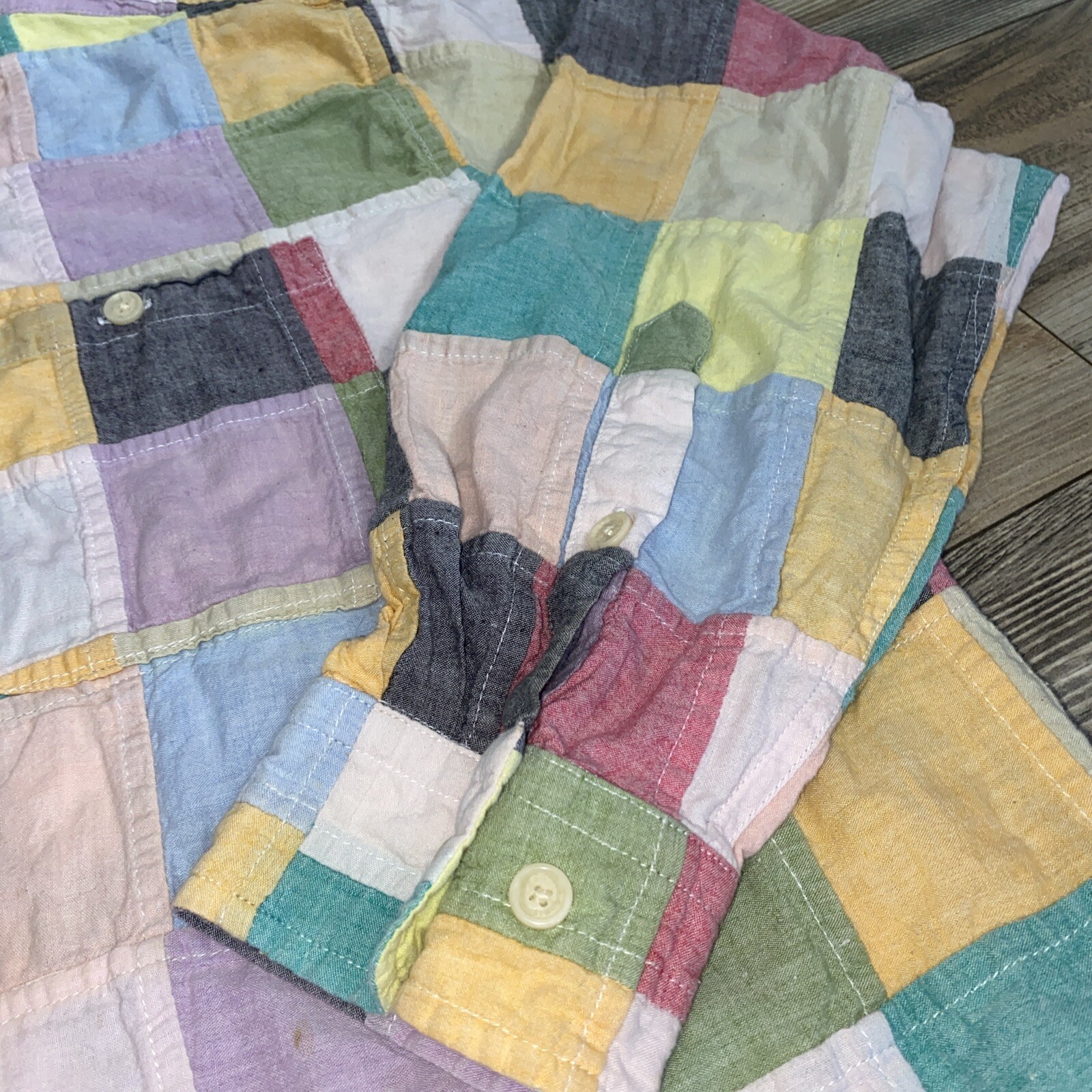 Orvis Patchwork Button Down Shirt Men's Size larg… - image 6