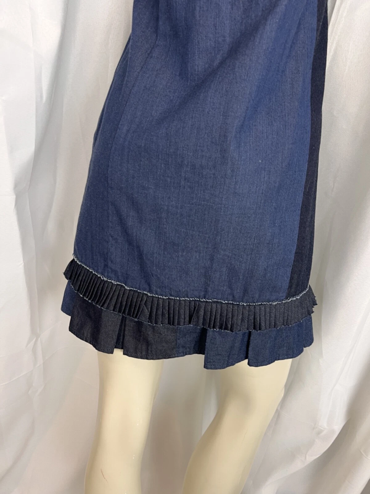 COACH denim patchwork jeans vestito cappuccio manica taglia 0