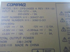 HP Compaq  308615-001, 308437-001 DPS-240EB  D530 Power Supply  240W