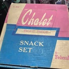 Vintage Federal Glass “Cholet Snack Set – 8-Piece Clear Glass 1950s Mid-Century