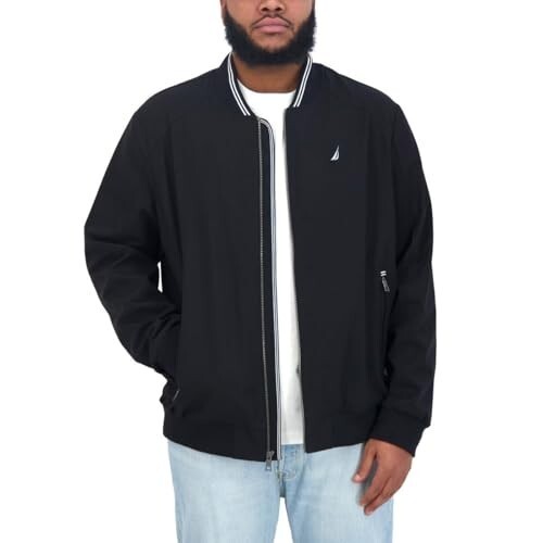 Nautica Men's Lightweight Bomber Jacket, Black, M | eBay
