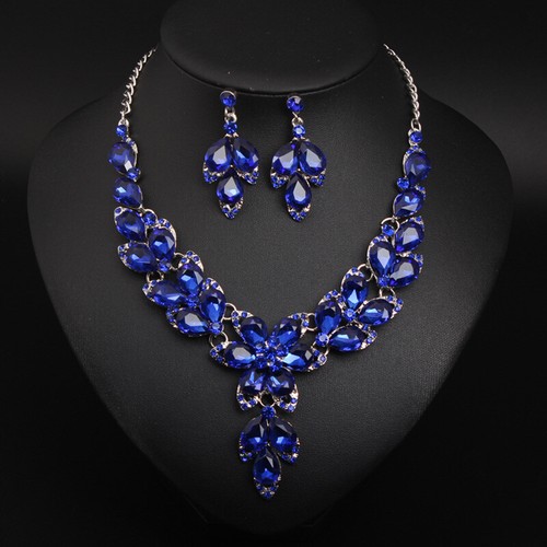 Fashion Flower Women Statement Necklace Earring Crystal Jewelry Set Bridal Gifts - 第 319/661 張圖片