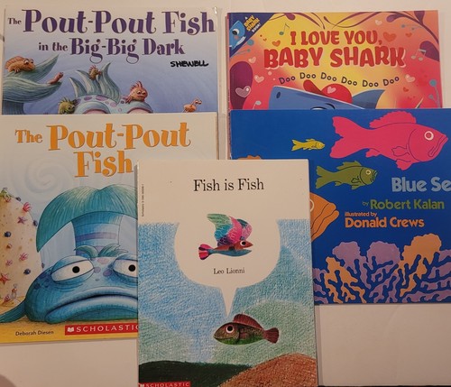 Kids Book Lot Pout Pout Fish, Baby Shark Softcover Lot Of 5 Books - Imagen 1 de 10