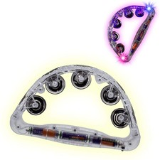 Clear LED Light-Up Musical Flashing Tambourine Multicolor Lights with Jingl...