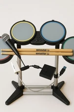 Rock Band Lot Drums/Dongle/Pedal/Drum Sticks/Microphone PlayStation Wired