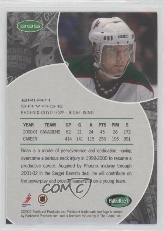2001-02 ITG Parkhurst Brian Savage #395 - Image 2 of 2