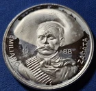 A 1988 Emiliano Zapata Salazar Mexico Rare Coin 1 Troy Oz .999 Fine Silver Round