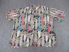 Reyn Spooner Shirt Mens XL Hawaiian Rayon Palm Tree Surfboard Aloha Waikiki