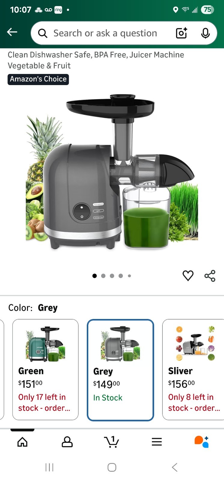 1000W Electric Juicer and Fruit Veg Blender High Juice Extractor Citrus Machine
