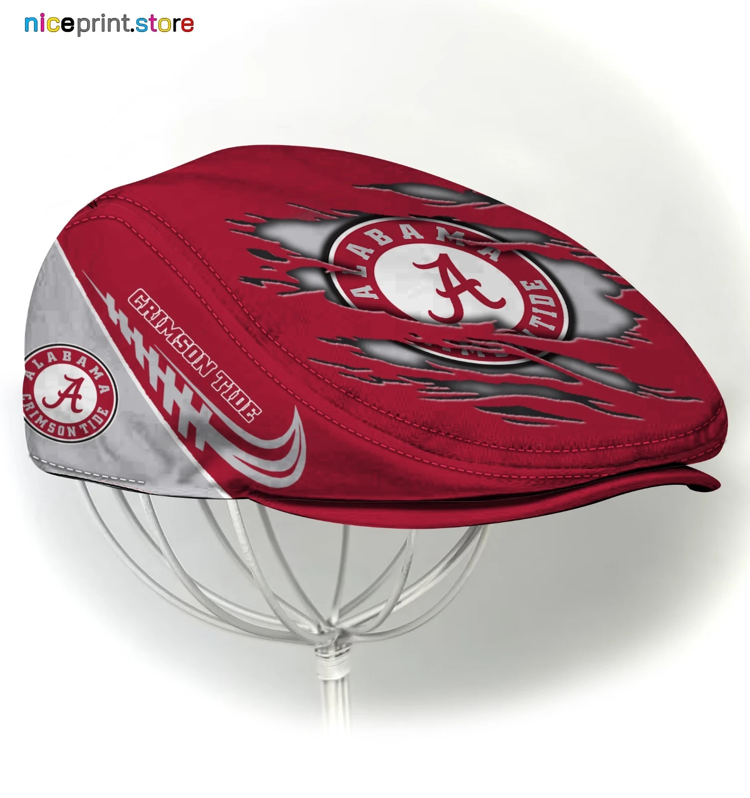 Albm Crimson Tide Jeff Cap Newsboy Flat Golf Driving Hat for Men