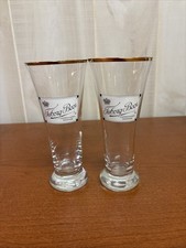 2 TUBORG  BEER GLASS WITH GOLD RIM