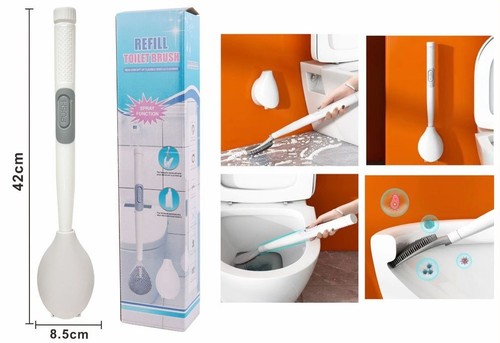 Brosse WC Silicone Rechargeable Avec Distributeur De Savon – Support Adhésif + Bac Égouttoir – Nettoyage Hygiénique Facile