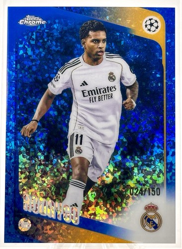 2025-26 Topps Chrome UCC Rodrygo /150 Blue Mini Diamonds Real Madrid Brazil #102