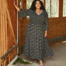 Christy Dawn Basil Boho Maxi Floral Dress Black Plus Size 2X