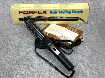 NOS 1980s Vintage Forfex Alfred Popp Dual Heating Hair Styling Brush | Black