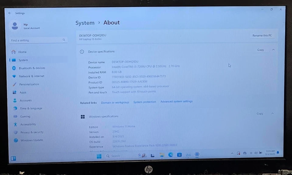 HP Notebook 15-bs028ca 15.6" Touch Laptop i5-7200U 8GB RAM 1TB HDD Win 11 Home - Image 3 of 4