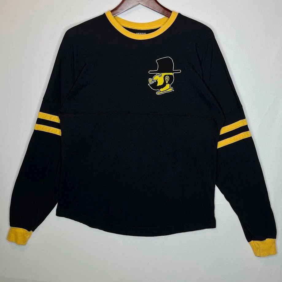 Camiseta Colegial League S Negra App State Manga Larga Spirit Foto 2 de 4